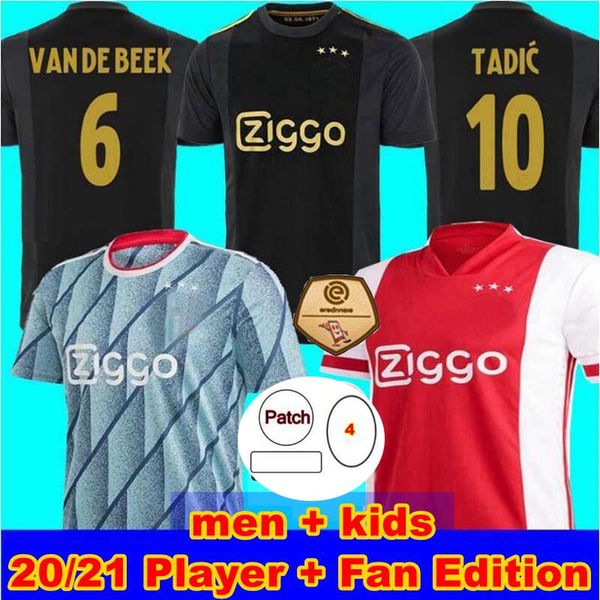 

20 21 ajax amsterdam fc футбол джерси 2020 2021 опция алварес тадик neres van beek мужчины детские футбольные рубашки униформа игрок fan edi, Black;yellow