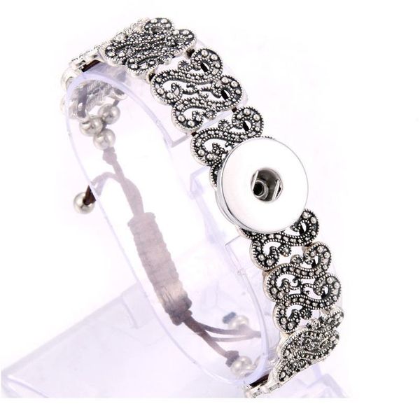 

new fashion adjustable rope chain bracelets metal snap bracelet fit 18mm snap buttons diy snap jewelry f bbykss, Golden;silver