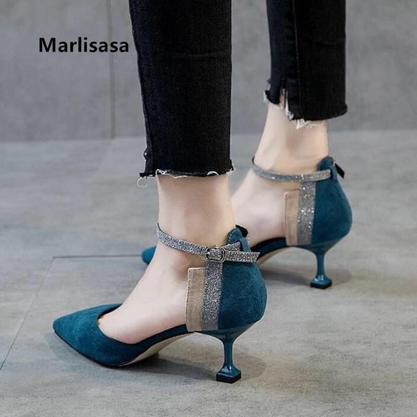 

marlisasa women cute sweet green buckle strap high heel shoes ladies casual black pointed toe stiletto salto alto h5723