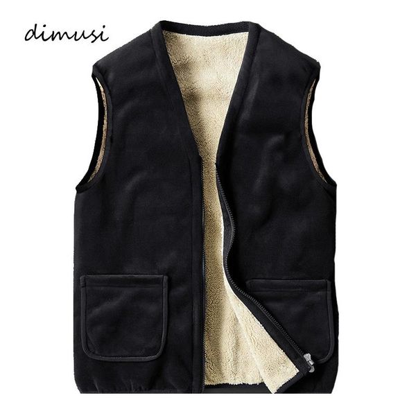 

men's vests dimusi winter men fleece thick warm waistcoat outwear casual thermal soft windreaker sleeveless jackets clothing, Black;white
