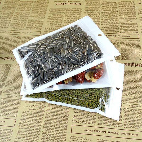 

gift wrap 100pcs white clear self seal zipper plastic retail packaging poly pouches bags package with hang hole1