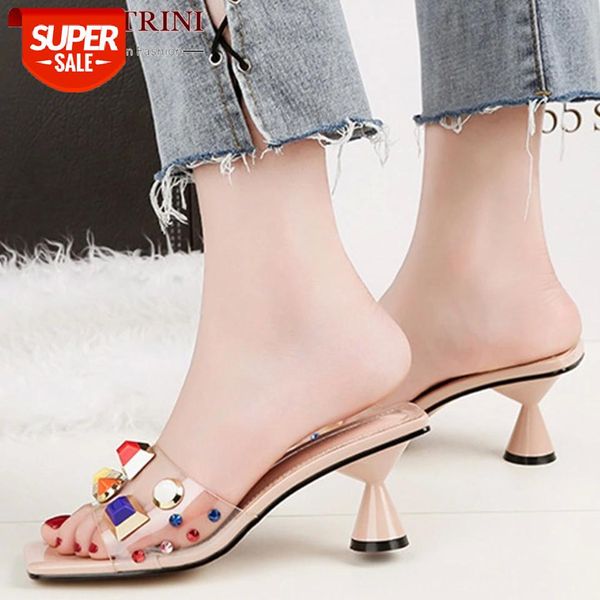 

ribetrini ins popupar female square toe slip on holiday casual shoes woman summer slippers women 2020 crystal slippers #pr0n, Black