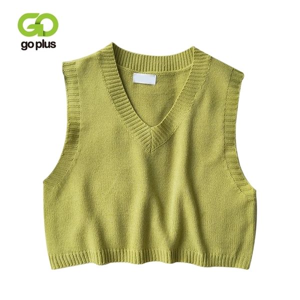 

goplus women v-neck knitted vest 2020 new spring autumn sweater vest short female casual sleeveless twist knit pullovers c9510 q1217, White;black