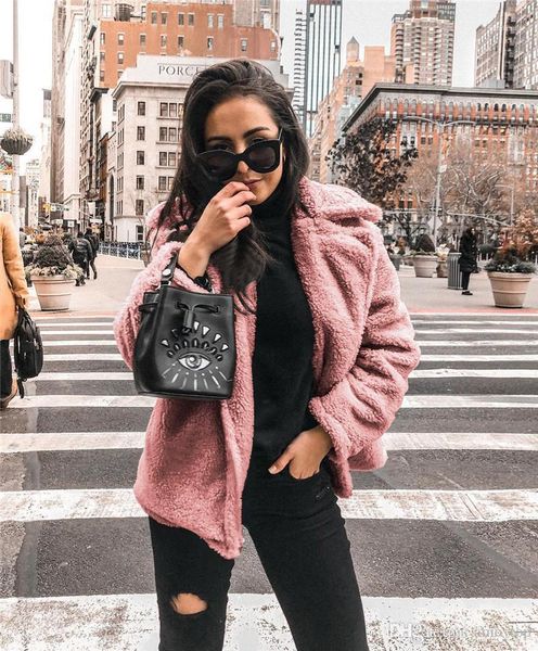 

designer fleece jackets casual womens stand collar coats fashion solid loose coat for women winter womens, Black;brown