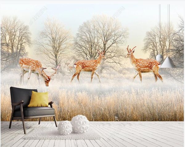 

wdbh 3d wallpaper custom p european hand painted forest elk grassland home decor living room 3d wall murals wallpaper for walls 3 d