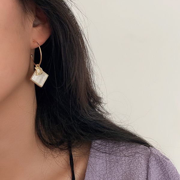 

fashion 925 silver needle simple c- shaped earrings geometric square shell eardrops korean fashion personalized earrings online influencer e, Golden