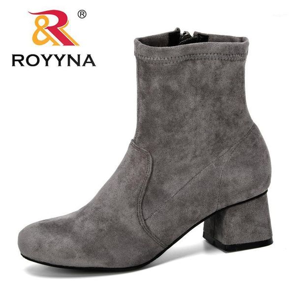 

boots royyna 2021 classics style spring autumn woman flock round toe ankle women outdoor comfortable shoes1, Black