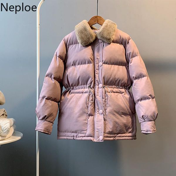 

neploe 2020 women winter clothes jacket hooded warm female korean slim waist jacket medium long parkas loose women coat 4f256, Black
