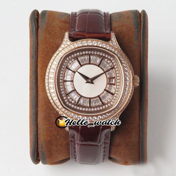 TWF V8 версия New Black -tie g0a35022 Miyota 850P автоматическая мужская часы с алмазным циферблатом Rose Gold Diamond Bezel кожаные часы Hello_Watch