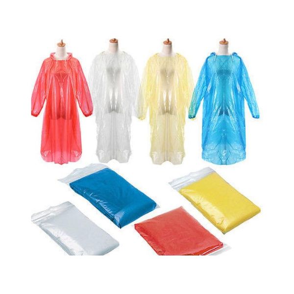 

5 шт. унисекс одноразовый плащ взрослый аварийный водонепроницаемый капюшон poncho travel camping должен быть дождевым пальто, четкий дождь