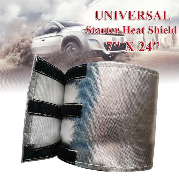

7" x 24" new starter heat shield aluminum heat shielding sleeve insulated cove universal wrap self attaching car accessories1