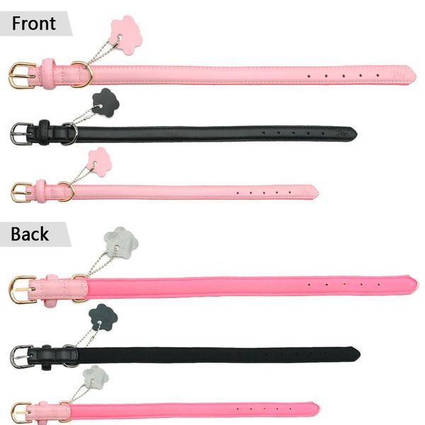 

puppy dog cat collar soft leather padded kitten pet collars for small medium dogs cats chiahuahua with pink pendant acc wmtzde