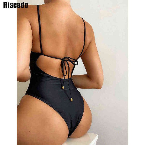 

riseado one piece swimsuit black swimwear women new backless monokini bodysuit women bathing suit high cut beach wear, White;black