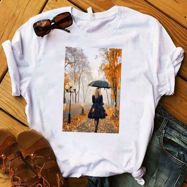 

women t shirt painting art print tshirt women short sleeve o neck loose t shirt ladies summer causal tee shirt clothes, White
