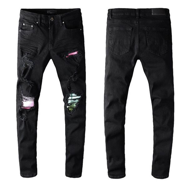

mens jeans classic hip hop pants stylist jeans distressed ripped biker jean slim fit motorcycle denim jeans 3zu1, Blue