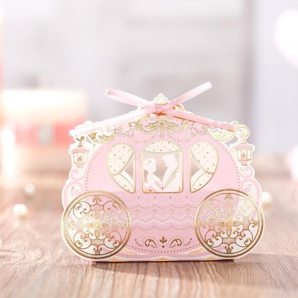 Confezione regalo 10/30 pezzi Scatola di zucchero da matrimonio creativa Candy Pink Princess Castle Vento europeo per decorazioni diserbo1