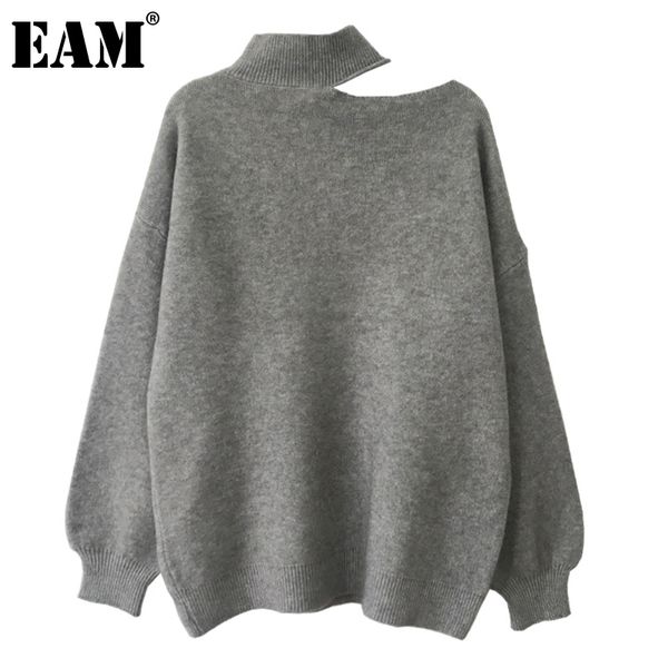 

[eam] off shoulder big size knitting sweater loose turtleneck long sleeve women pullovers new fashion autumn winter 1dc442 201130, White;black