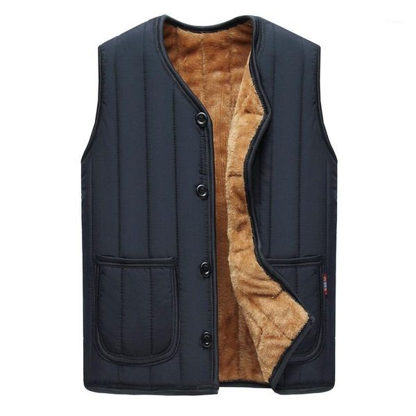 

men's vests wholesale- #3121 2021 vest men autumn winter mens fleece warm sleeveless jacket middle aged waistcoat gilet homme1, Black;white