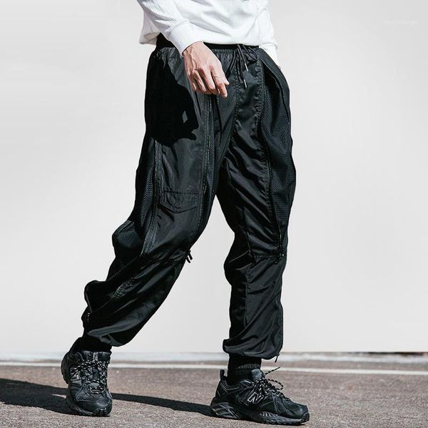 

spring 2020 men hip hip pant jogger harajuku vintage harem pant streetwear side zipper track casual sweatpant trousers new1, Black