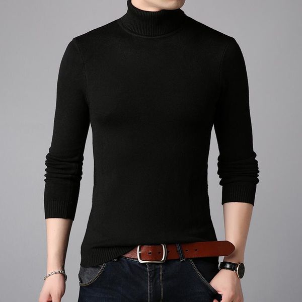 

2020 winter thick warm cashmere sweater men turtleneck mens sweaters slim fit pullover men classic wool knitwear pull homme, White;black