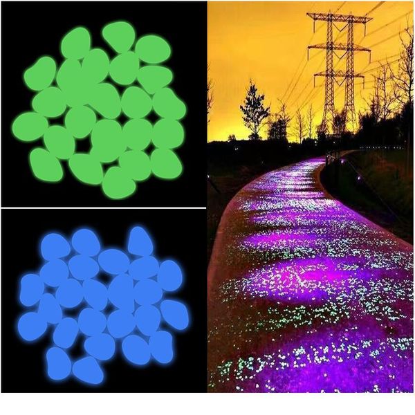 

25/50pcs stone glow luminous glowing in the dark garden pebbles glow stones rocks outdoor pool walkways path patio lawn jlltic