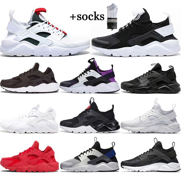 

huarache iv 4.0 iv 1.0 mens running shoes triple black white red silver huaraches men trainers women sports sneakers 36-45