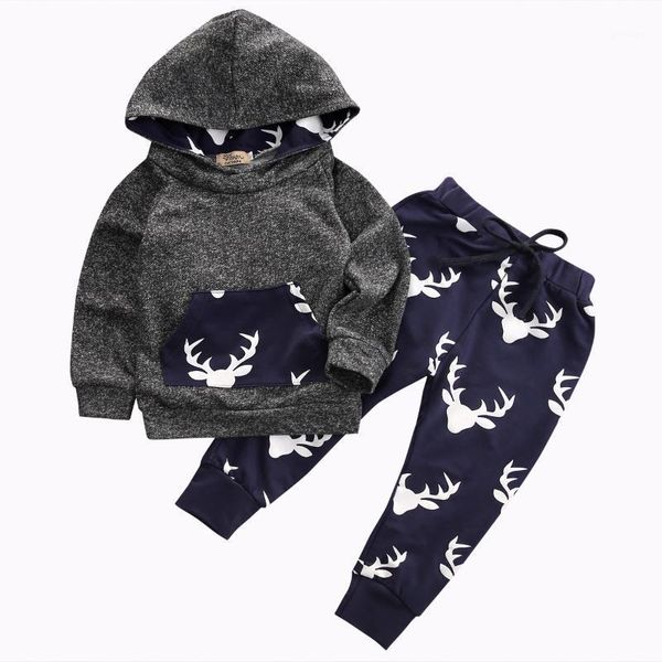 

pudcoco baby spring autumn clothing casual hooded newborn infant baby boy girl deer hoodie legging pant outfits set 0-18m1, White