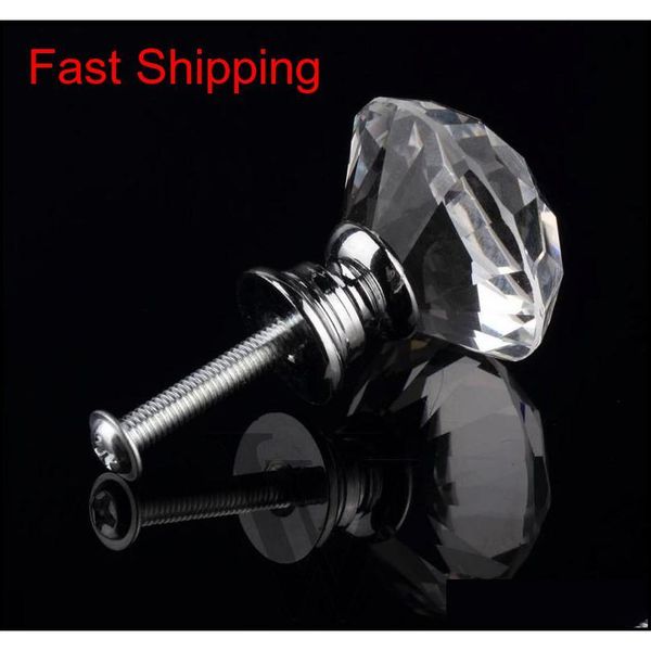 

cabinet pull 30mm diamond furniture accessory clear crystal glass door pull drawer handle knob screw for ho qylawu toys2010