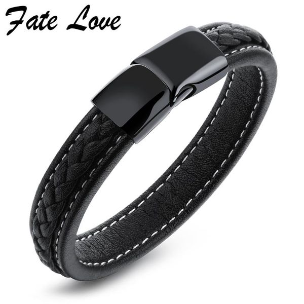 

charm bracelets 2021 black leather bracelet men jewelry casual sporty accessories cool mens charms & bangles christmas gifts for boys, Golden;silver