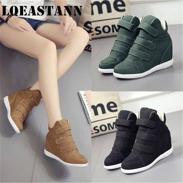 

boots 2021lqeastann women's high-heeled casual shoes wedge-heel sports breathable thick-soled increased boots1, Black