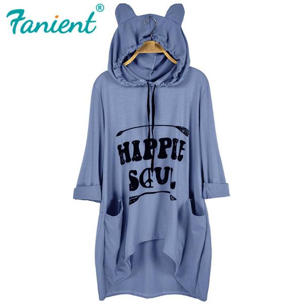 

s~5xl plus size hippie soul hoodie women's hooded sweatshirt dresses female long sleeves letter harajuku print pullovers, Black