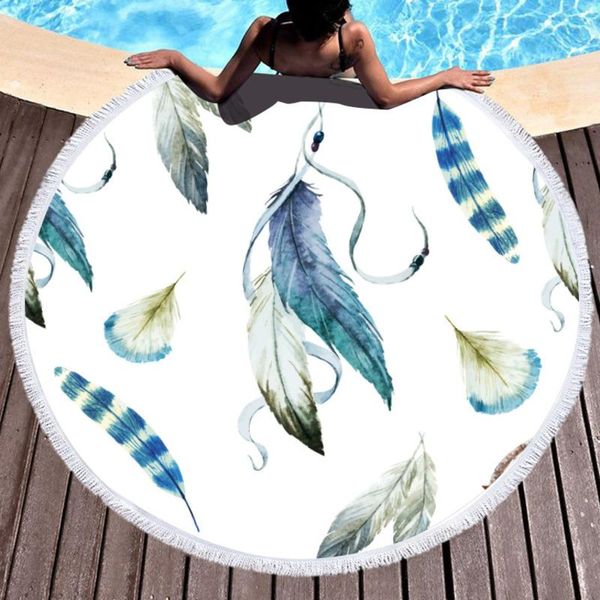 

microfiber beach towel 150cm round with tassel bath towel