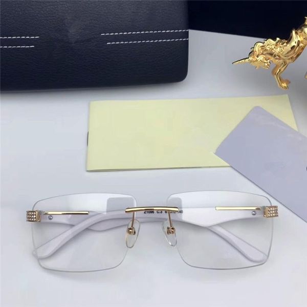 

new eyeglasses frame prescription eyeglasses z1096 square frameless optical glasses with diamond legs transparent lens simple business style