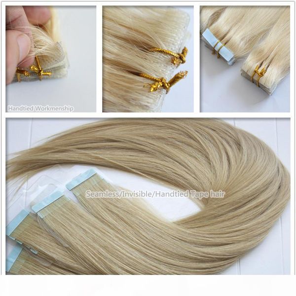 

color 60# tape in human hair extensions invisible tape remy hair extensions 100g 40pieces brazilian hair double sides adhesive, dhl, Black