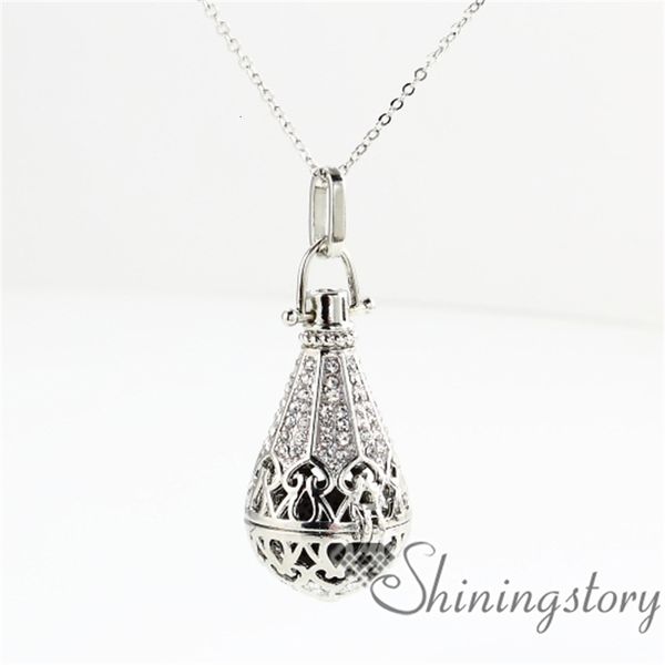 

openwork metal volcanic stone teardrop wholesale essential jewelry perfume necklaces oil diffuser necklace