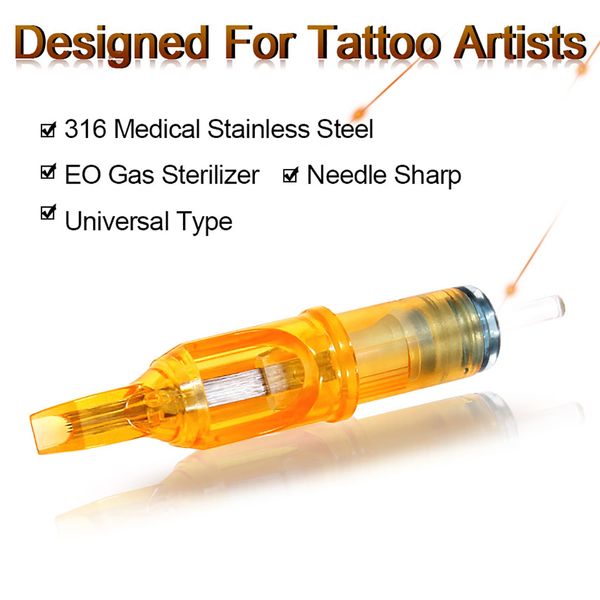 

10pcs tattoo cartridge needles rl rs m1 rm tattoo needles for permanent makeup eyebrow tattoo machine agujas cartrige yellow
