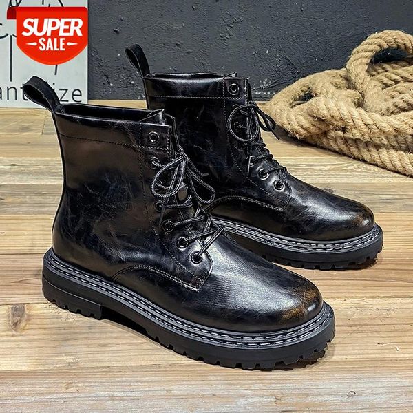 

ankle men boots lace up heels matin red casual shoes male outdoors booots man shoe men's vintage leather booties zapatillas #tr6v