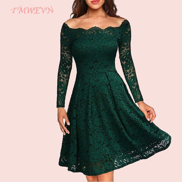 

tmwevn high-end street trendy women's dress word leader christmas dress black lace, Black;gray