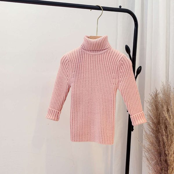 

winter new sweater children's foreign 2020 pure color girl's high collar pullover korean version ztx20q8h, Blue