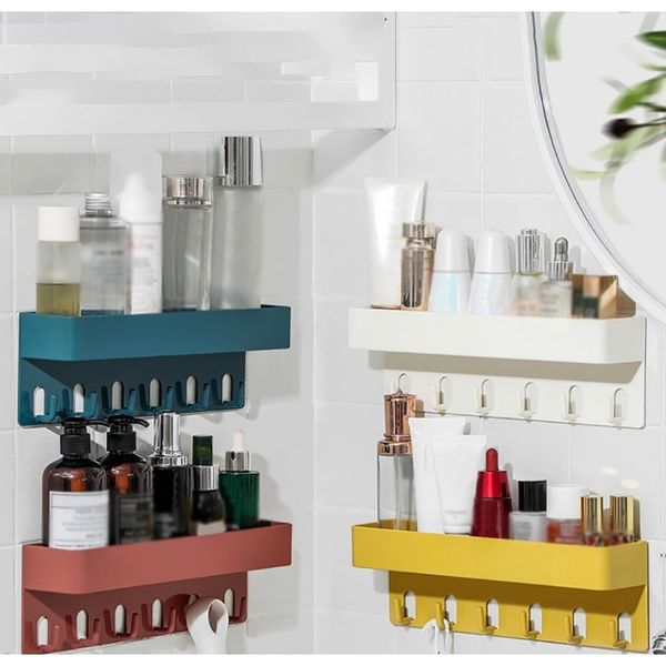 

bathroom shelf shower caddy organizer punch seamless rack with hooks bathroom storage rack on bathroom wall accessories d4 wmtqrp