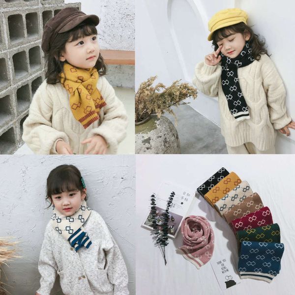 

in new children's knitted autumn scarf and winter of 2019, Red;brown