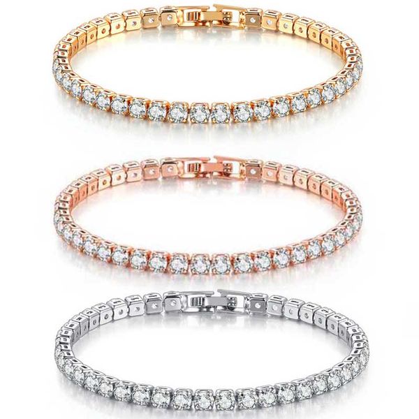 

14k silver gold diamond tennis bracelet statement jewelry bling hip hop bracelets women men fashion crystal rhinestones chain kimter-k110fa