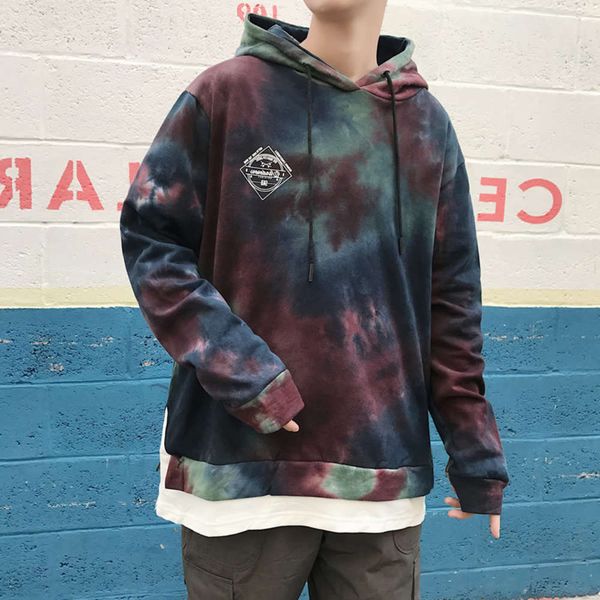 

autumn new camouflage hoodie men's style printed korean fashion hip hop youth pullover coat, Black