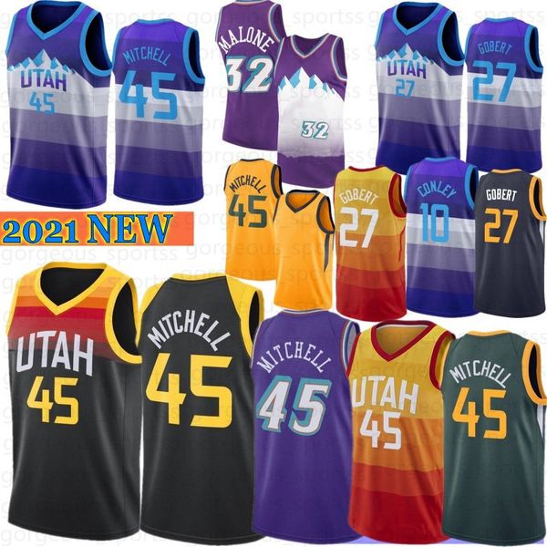 

donovan 45 mitchell ncaa college basketball jerseys mike 10 conley rudy 27 gobert gobert karl 32 malone john 12 stockton 2021 new, Black;red