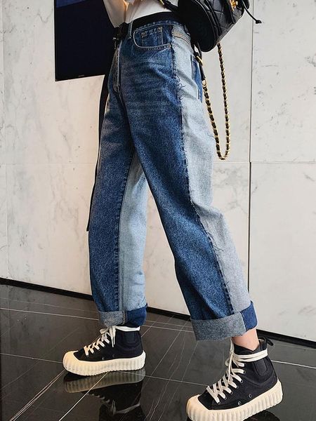 

2020 весна осень женщины плюс размер широкая нога джинсы повседневная высокая талия мода шищеные прямые ноги женщины брюки pantalon mujer, Blue