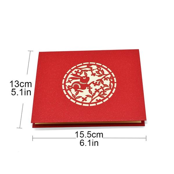 

3d rabbit flower pop up cards birthday gift with envelope sticker laser cut animal greeting cards postcards mid autumn festival wmtrct
