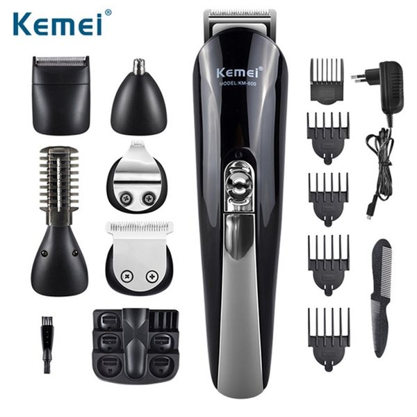 

kemei trimmer 6 in 1 shaving machine electric beard professional hair clipper rechargeable nose shaver 4 limit combs 43d 220119