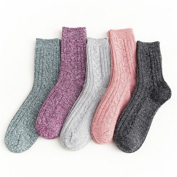 

spring autumn women socks warm wool socks extended queen double needle and line cable twist thermal1, Black;white