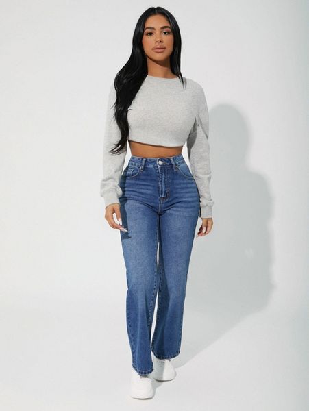 

petite high waist straight leg jeans e4lq#, Blue