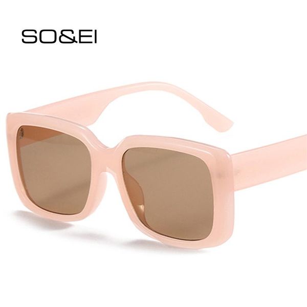 

sunglasses so&ei retro square jelly pink eyewear fashion men leopard shades uv400 sun glasses, White;black